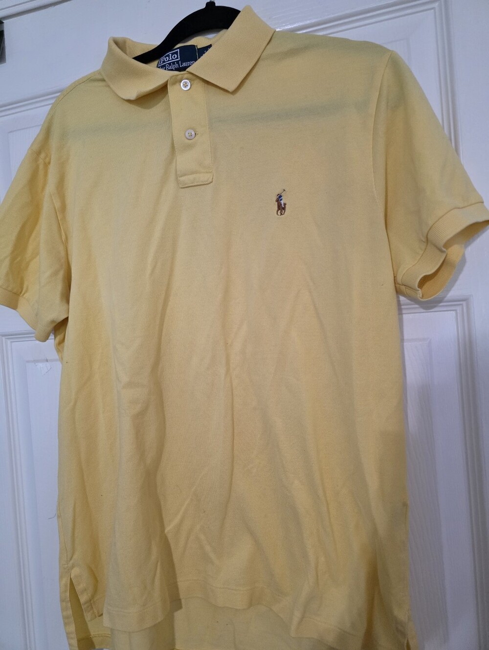 Polo Ralph Lauren Short Sleeve Yellow Polo Shirt Custom Fit Size L BOYS